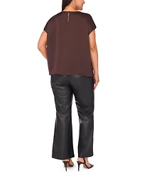Vince Camuto Plus Size Crewneck Shirring Short Sleeve Blouse