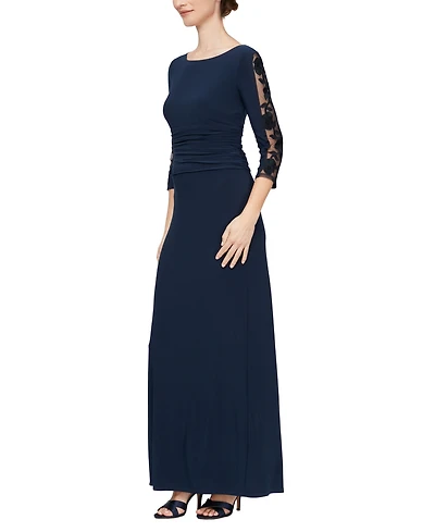Sl Fashions Women's Crewneck Long Gown