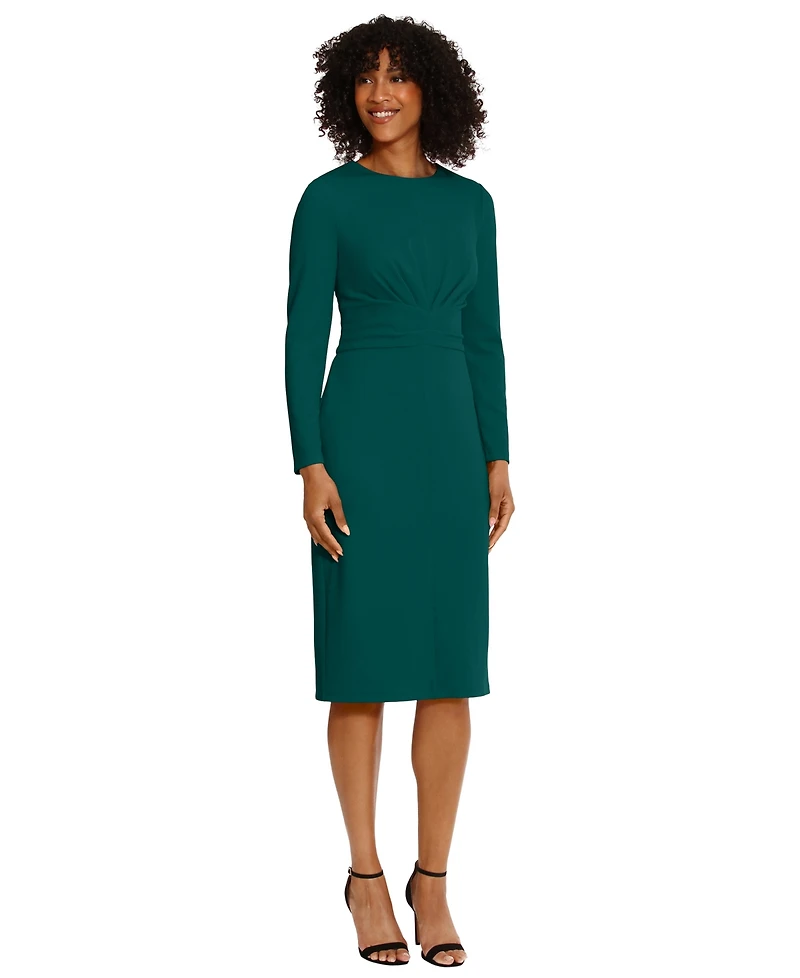 Maggy London Women's Scuba-Crepe Gathered Midi Dress