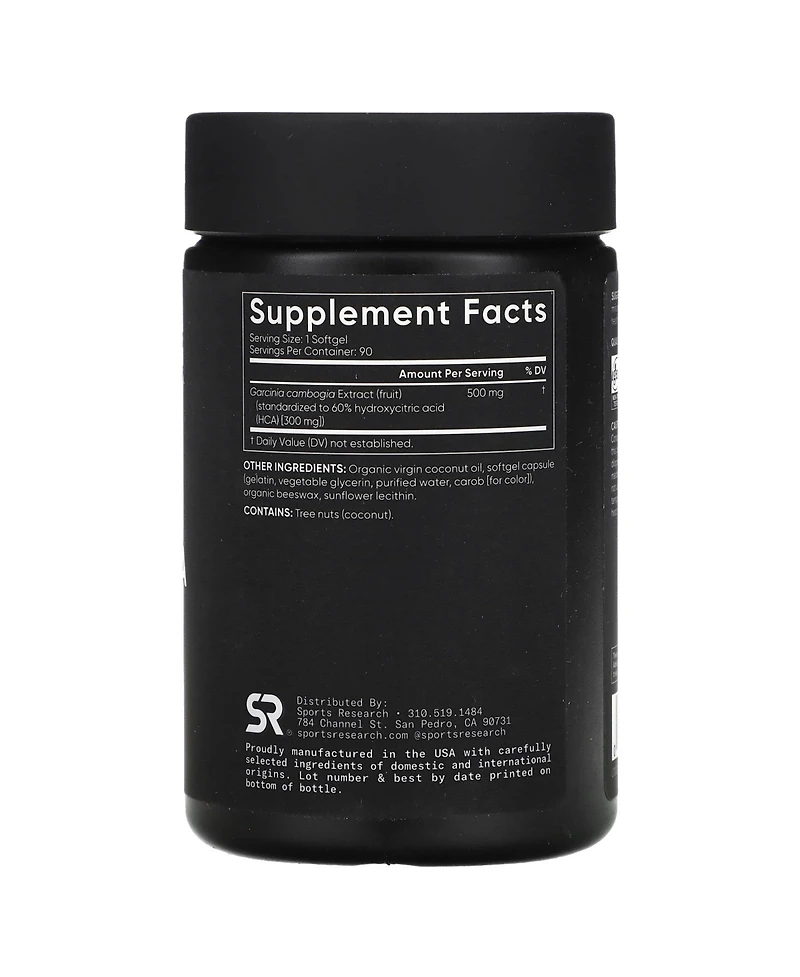 Sports Research Garcinia Cambogia with Coconut Oil 500 mg