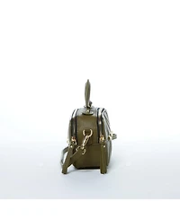 Susu Olive Green Small Crossbody Bag Pebble Leather Mini Purse with Top Handle and Adjustable Strap for Women