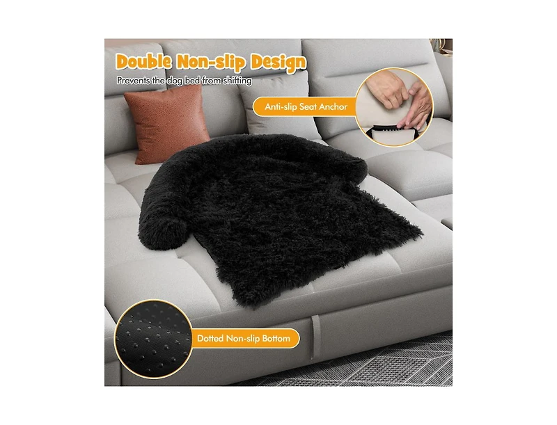 Plush Calming Dog Couch Bed with Anti-Slip Bottom