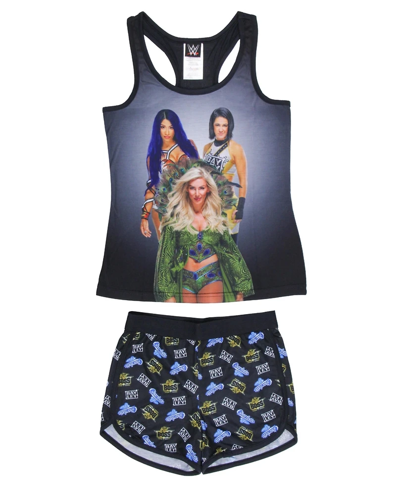 Wwe Girls' Sasha Banks Bayley Charlotte Flair Tank Short Kids 2Piece Pajama Set