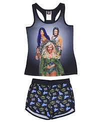 Wwe Girls' Sasha Banks Bayley Charlotte Flair Tank Short Kids 2Piece Pajama Set