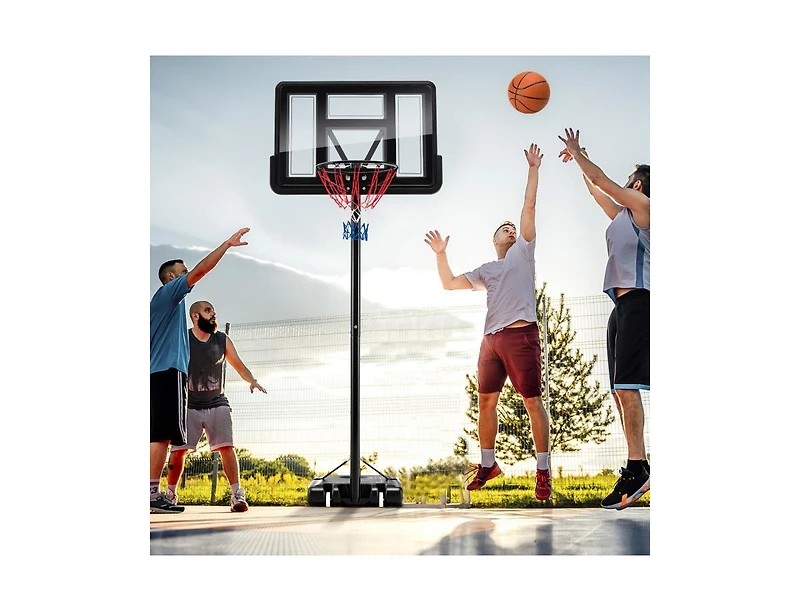 4.25 to 10 Feet Adjustable Basketball Hoop System with Holes and 2 Nets
