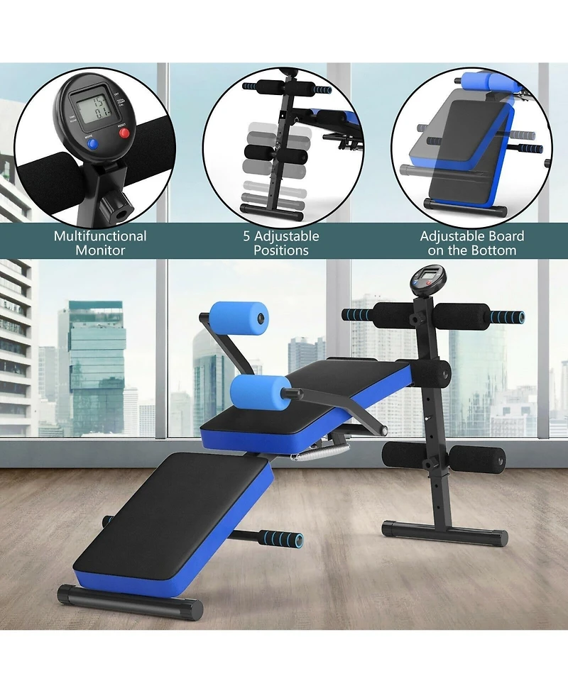 Akiudex Adjustable Sit Up Bench with Lcd Monitor