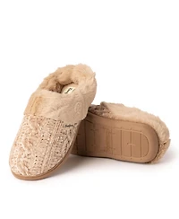 Dearfoams Womens Claire Cable Knit Chenille Clog House Shoe Slipper
