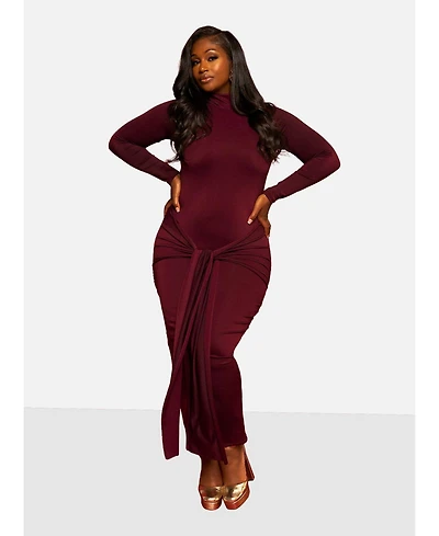 Rebdolls Women's Mary Draped Tie Bodycon Maxi Dress