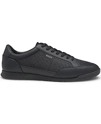 Boss by Hugo Men's Monogram-Jacquard Leather Trim Trainers Shoe