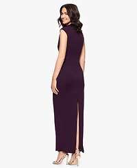 Betsy & Adam Women's Ruched Scuba Crepe Mock Neck Dress