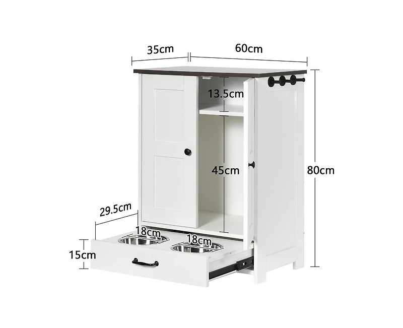 Casainc Storage Cabinet with Pet Feeding Station Hidden Dog Bowls and Adjustable Panel