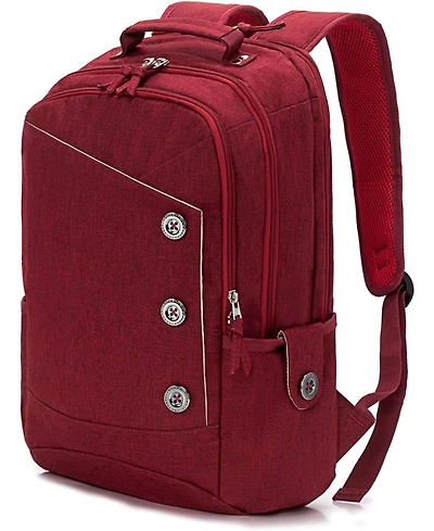 15.6 inch Laptop Backpack for Women, Stylish Buttons Decor Daypack Fit 15.6 inch Notebook, Water Resistant Computer Notebook Bag with Usb Charging Por