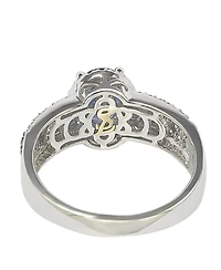 Suzy Levian New York Sterling Silver Oval-Cut Sapphire & Created White Anniversary Ring