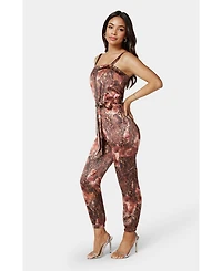 Bebe Women's Zip Front Jogger Jumpsuit