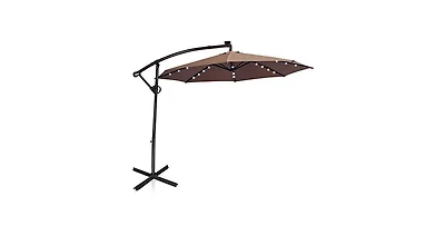 10 Feet 360° Rotation Solar Powered Led Patio Offset Umbrella without Weight Base