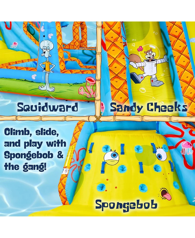 Sunny & Fun SpongeBob Mega Climb N Go Inflatable Water Slide with Climbing Wall, 2 Slides & More