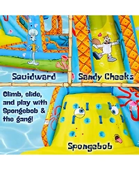 Sunny & Fun SpongeBob Mega Climb N Go Inflatable Water Slide with Climbing Wall, 2 Slides & More