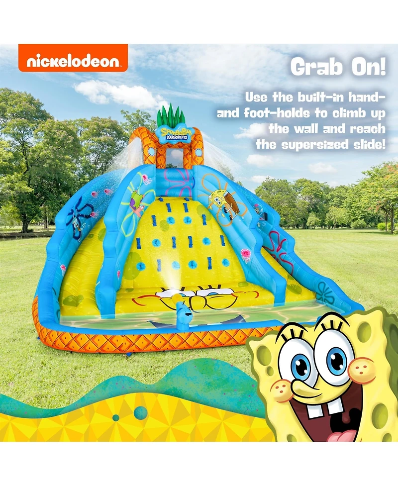 Sunny & Fun SpongeBob Ultra Climber Inflatable Water Slide with Climbing Wall, Two Slides & More