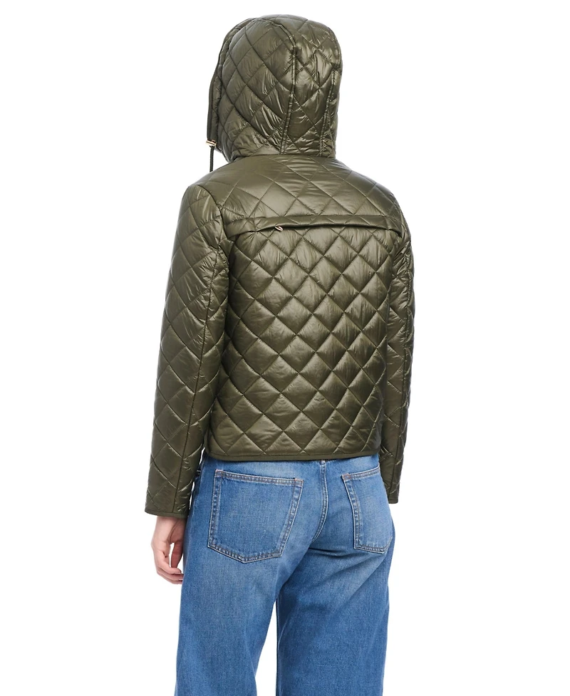 kate spade new york Women's Attached Hood Packable Diamond Quilted Jacket