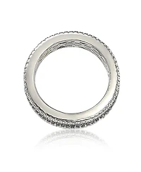 Suzy Levian New York Sterling Silver Sapphire & Created White Pave Eternity Band