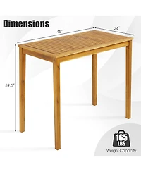 Gymax 45'' Rectangular Bar Height Dining Table Outdoor Acacia Wood Bar Table Indonesia Teak