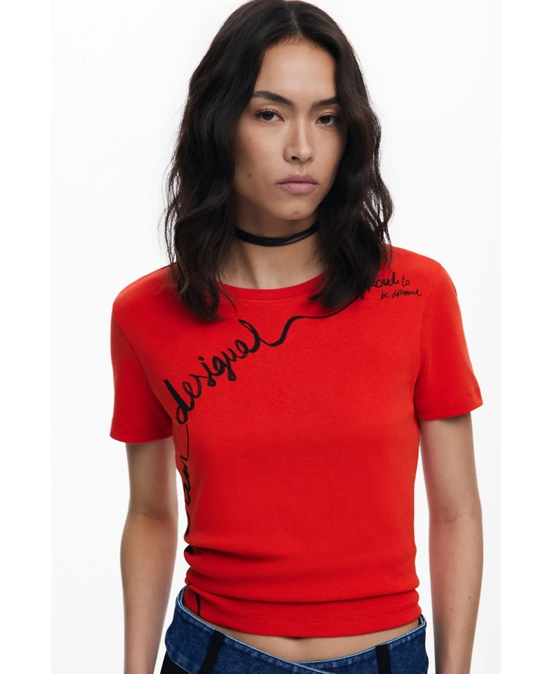 Desigual Women's T-shirt with embroidered phrase