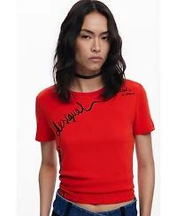 Desigual Women's T-shirt with embroidered phrase