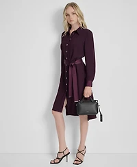 Dkny Women's Long Sleeve Collared Shirt Dress