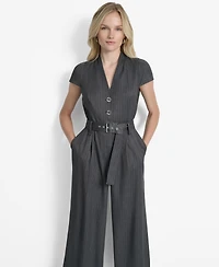 Dkny Women's Cap Sleeve V-Neck Jumpsuit