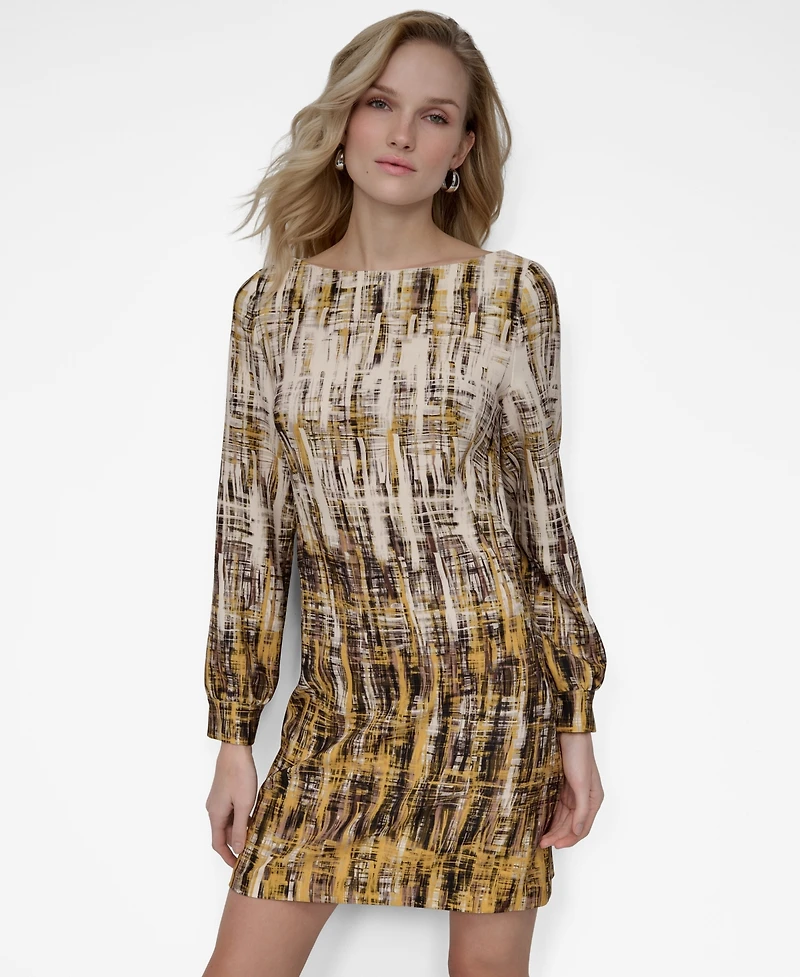 Dkny Women's Long Sleeve Boat Neck Sheath Dress