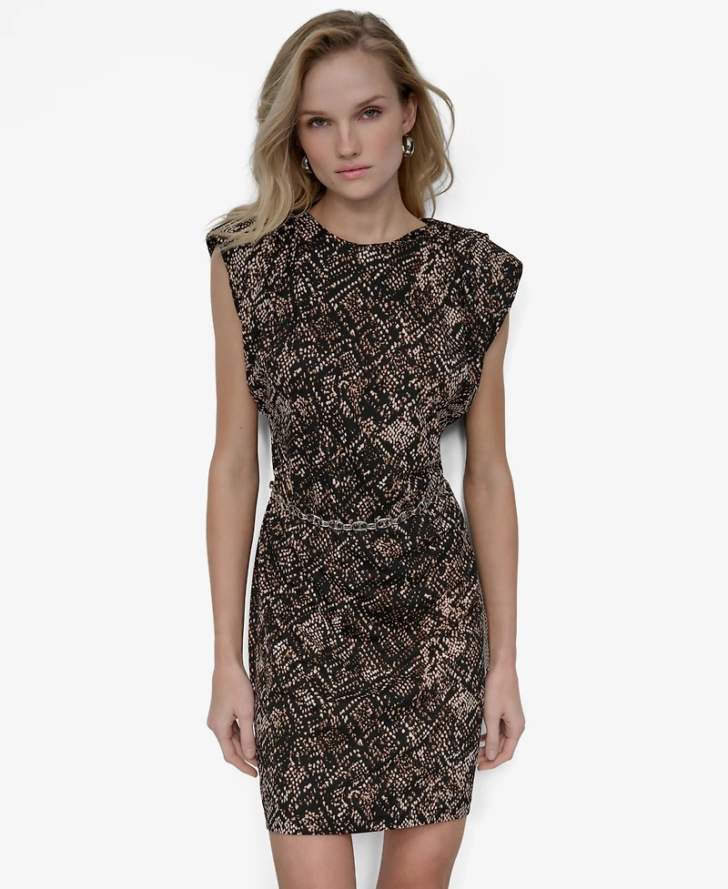 Dkny Women's Short Sleeve Crew Neck Sheath Dress
