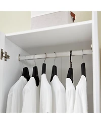 livelylodge White 2-Door Wardrobe Armoires with Hanging Rod,Wooden Closet 2-Drawer