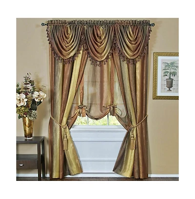 GoodGram Ombre Crushed Satin Sheer Single Window Curtains & Valances - 50 in. W x 63 L Tie Up Shade