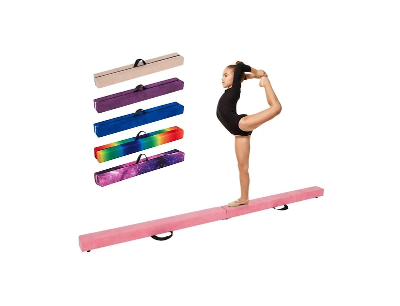 9 Feet Folding Gymnastics Balance Beam with Anti-Slip Base and Pine Wood Frame