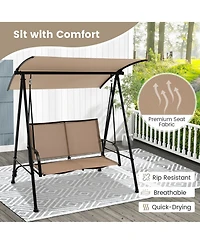 Gymax 2-Person Patio Swing Seat Bench Canopy Loveseat Outdoor