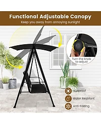 Gymax 2-Person Patio Swing Seat Bench Canopy Loveseat Outdoor