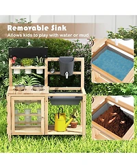 Mud Kitchen Playset with Sink and Plants Observation Room