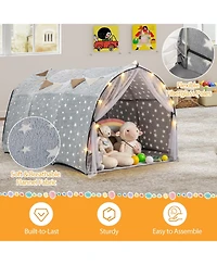 Kids Dream Bed Tent Twin Bunk Bed with Glow in the Dark Stars and Lights