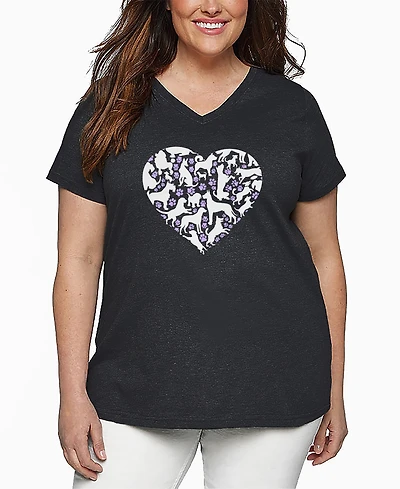 La Pop Art Plus Dog Heart Word V-Neck T-Shirt