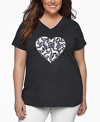La Pop Art Plus Dog Heart Word V-Neck T-Shirt