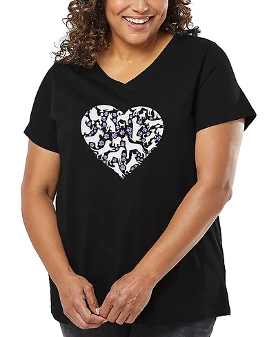 La Pop Art Plus Dog Heart Word V-Neck T-Shirt
