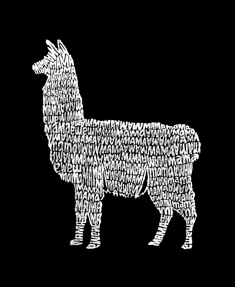 La Pop Art Plus Llama Mama Word V-Neck T-Shirt