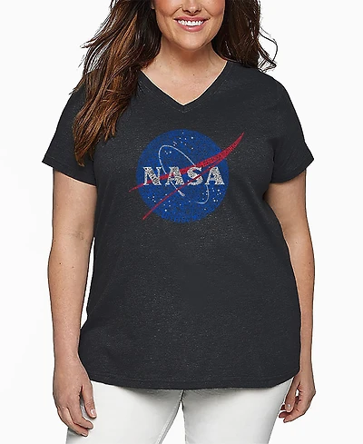 La Pop Art Plus Size Nasa's Most Notable Missions Word Art V-Neck T-Shirt