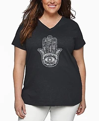 La Pop Art Plus Hamsa Word V-Neck T-Shirt