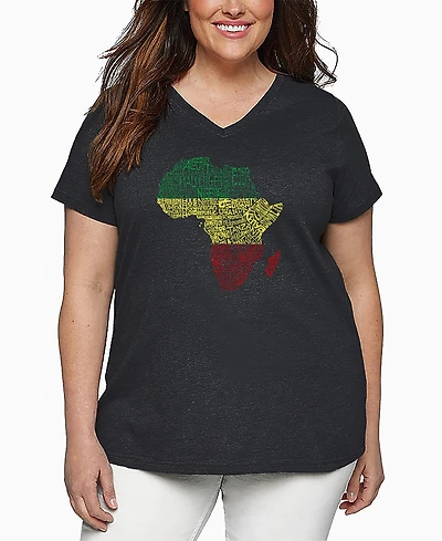 La Pop Art Plus Countries Africa Word V-Neck T-Shirt