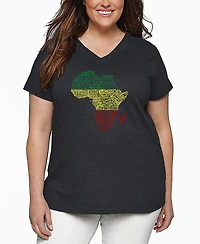 La Pop Art Plus Countries Africa Word V-Neck T-Shirt