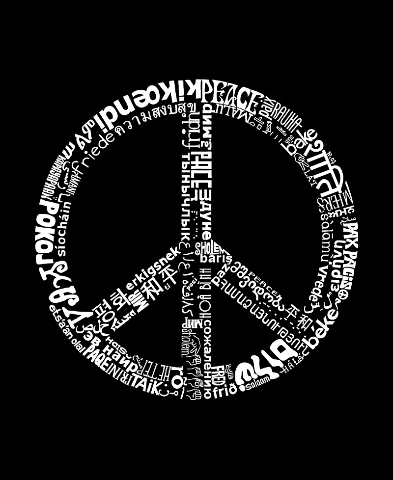 La Pop Art Plus The Word Peace 77 Languages V-Neck T-Shirt