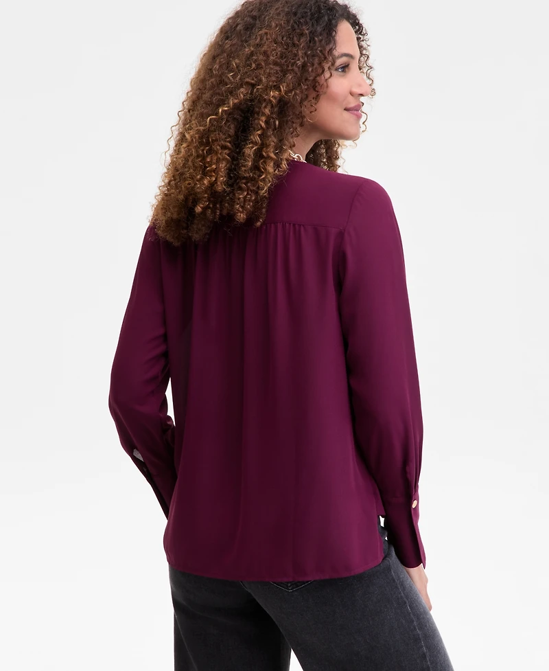I.n.c. International Concepts Women's Surplice Long-Sleeve Blouse, Exclusively at Macy's