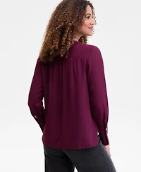 I.n.c. International Concepts Women's Surplice Long-Sleeve Blouse, Exclusively at Macy's