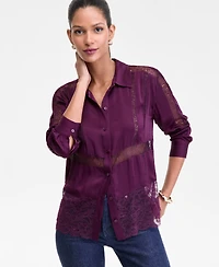 I.n.c. International Concepts Women's Lace-Detail Shirt, Macy's Exclusive
